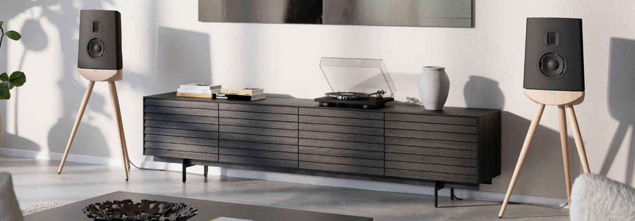 Lyngdorf CUE-100 floorstanding speaker for high-end stereo audio systems