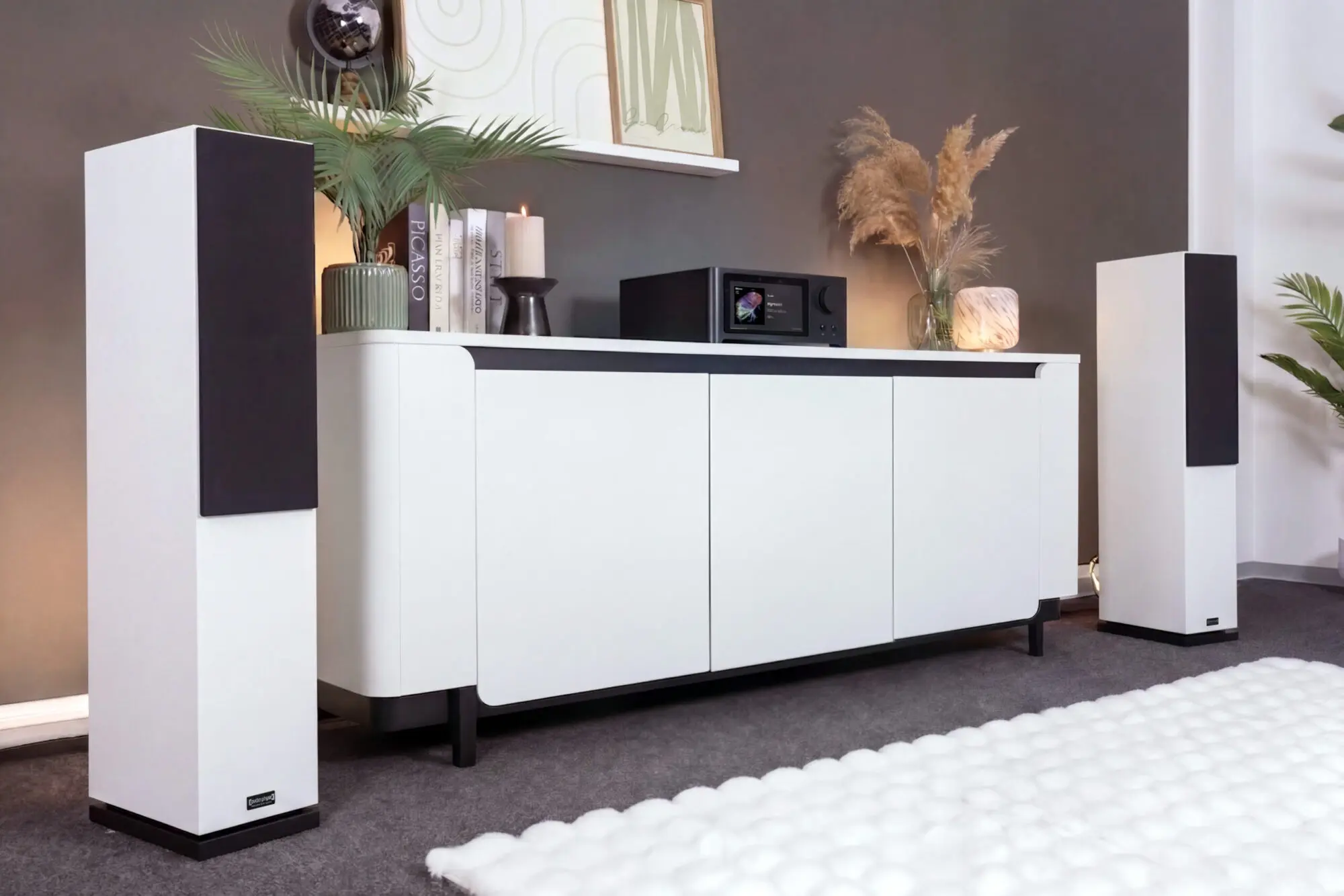 Audio Physic Stream 3 floorstanding speakers in a modern living room interior