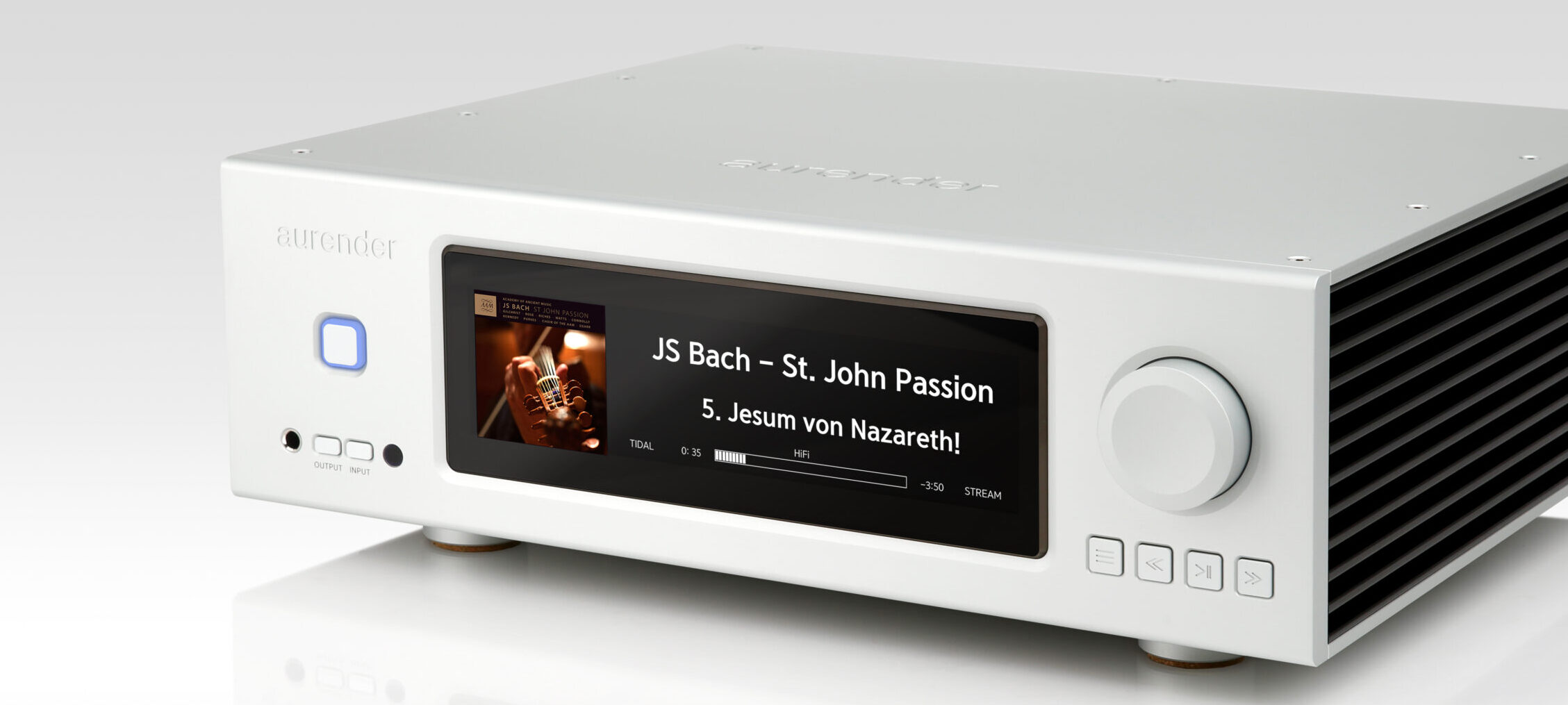 Aurender AP20 Reference All-In-One Music Server and integrated amplifier with 8.8-inch colour display and machined aluminium chassis