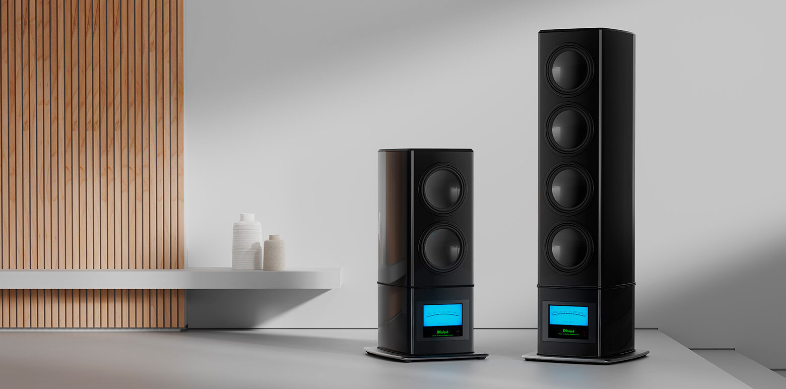 McIntosh PS2K high-end Powered Subwoofer with four 13-inch woofers, high-gloss black finish and up to 2,000 watts of power