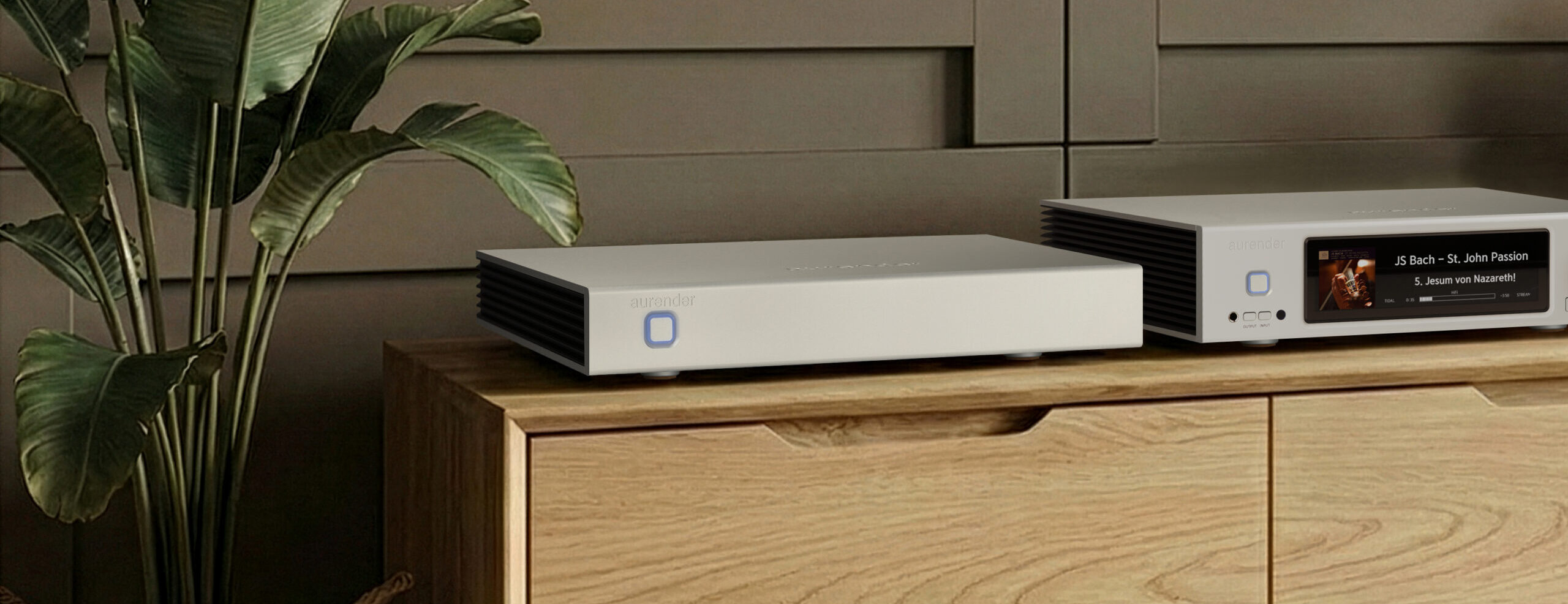 Aurender NH10 Audiophile-grade Network Switch with precision-machined aluminium chassis and illuminated front power button