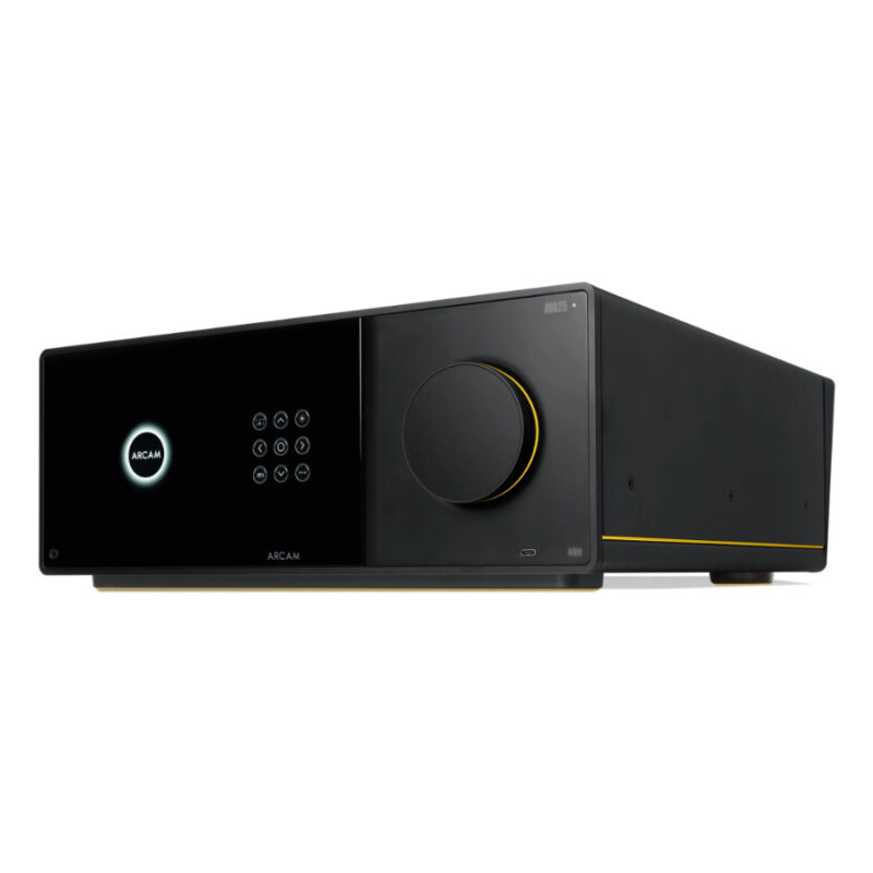 Arcam AVA25 AV amplifier front view with 6.5-inch colour display