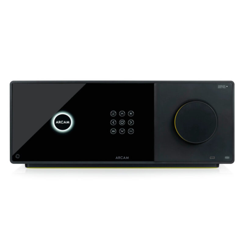 Arcam AVP45 AV processor front view with 6.5-inch colour display