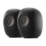 KEF LS LUXE wireless bookshelf speakers black finish front view