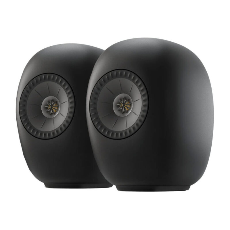 KEF LS LUXE wireless bookshelf speakers black finish front view