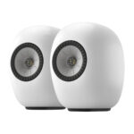 KEF LS LUXE wireless speakers in Mineral White finish