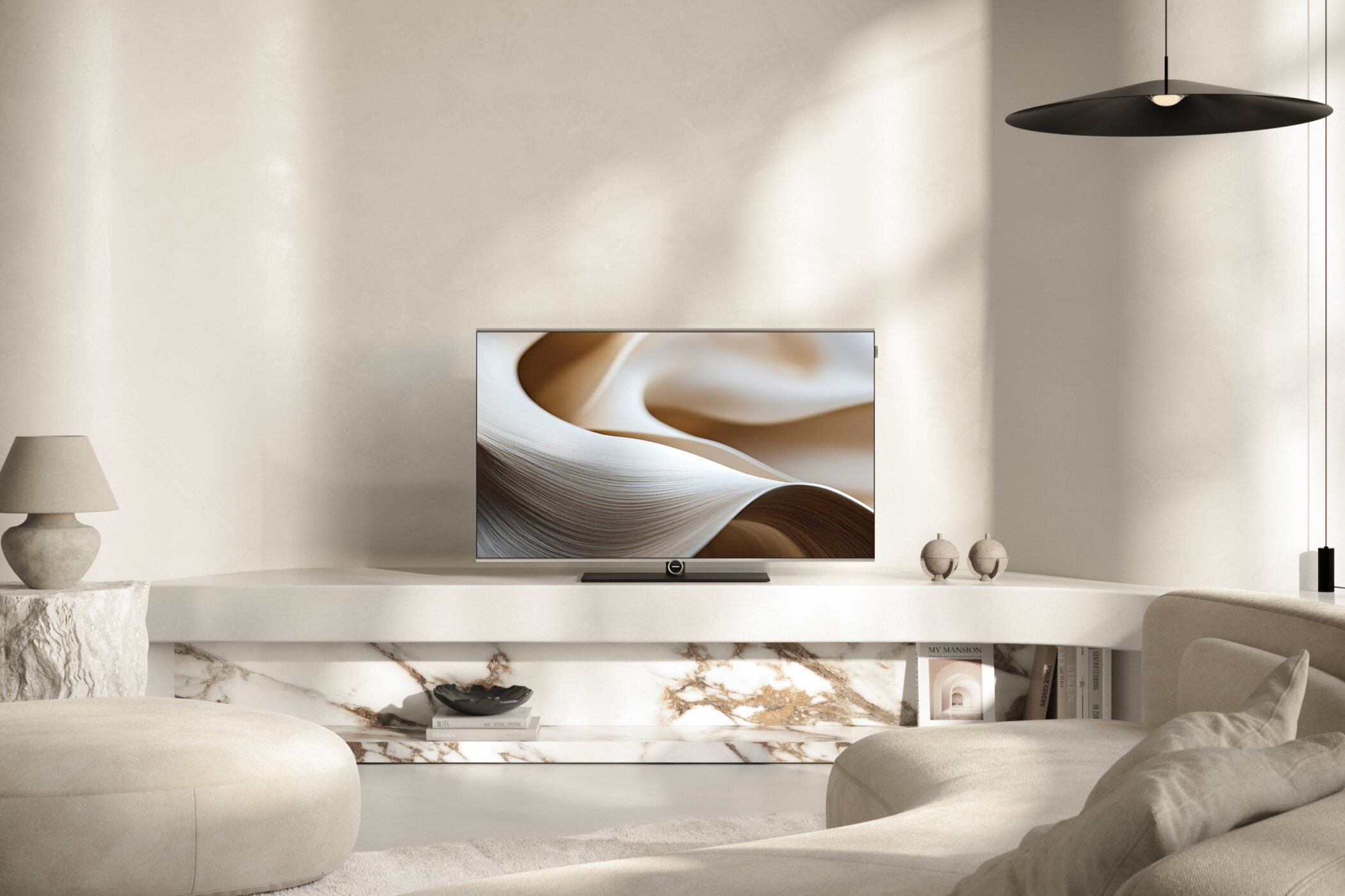 Loewe Antares 42-inch 4K OLED Smart TV with aluminium design elements and rotating table stand
