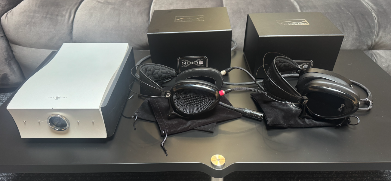 Dan Clark Audio NOIRE X and NOIRE XO headphones with Mola Mola Tambaqui in the Hi-Fi Market demo system