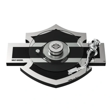 Pro-Ject Harley-Davidson turntable top view with Bar & Shield chassis