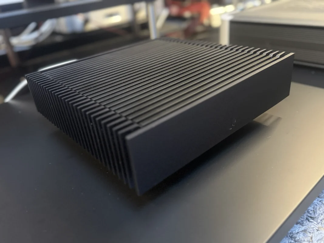 Roon Nucleus Rev B dedicated server viewed from the left in the hifimarket showroom